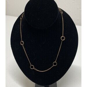 Karizia SPA Rose Gold Sterling Silver Double Circle Chain Necklace 18” Modernist